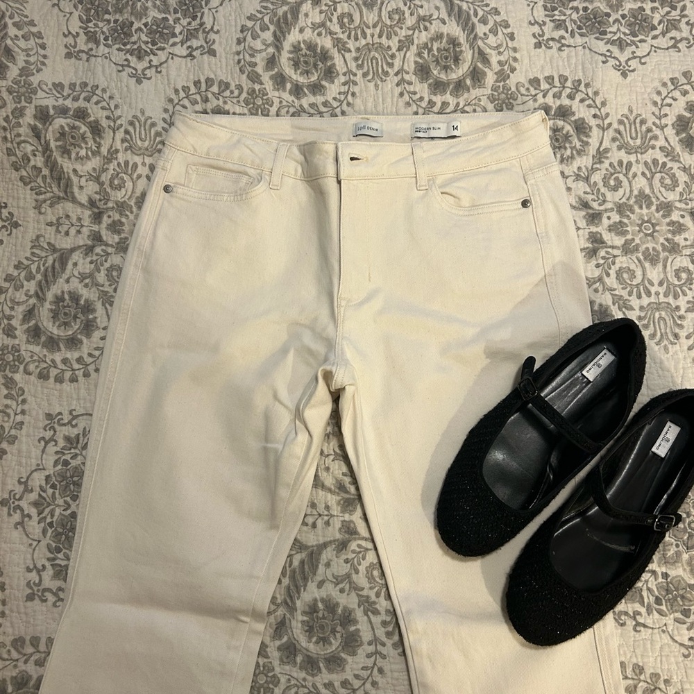 J. Jill Women's Cream Straight Leg Jeans